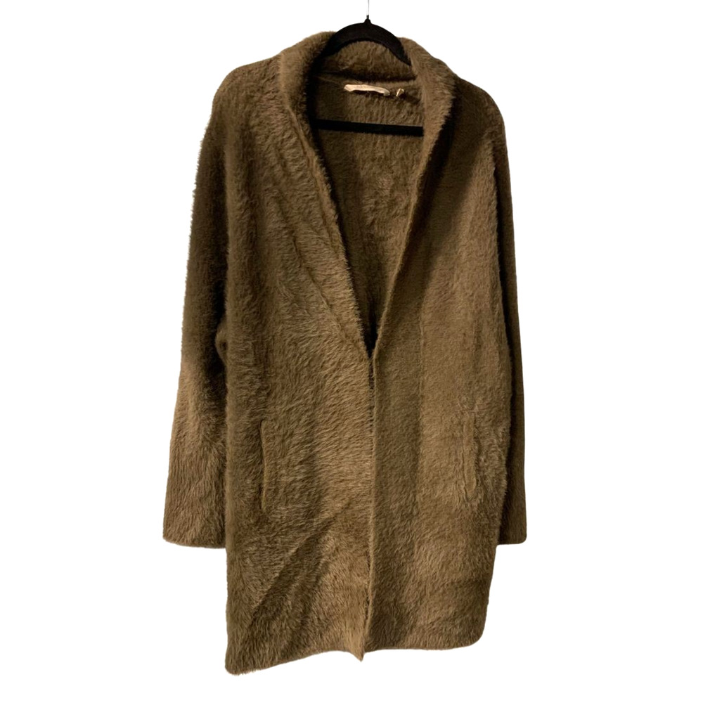 Soft Surroundings Womens Faux Fur Duster Plus Size 3X Brown Longline Casual Boho